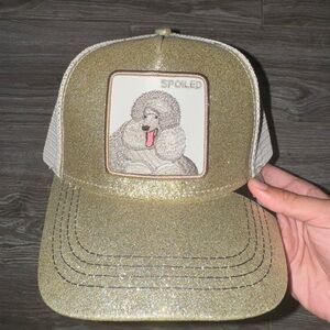 Gold Spoiled Glitter Dog Trucker Hat